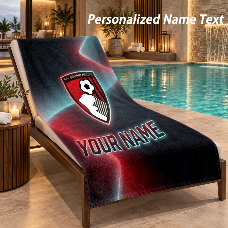 Custom Text Bournemouth Football Print Beach Towel Large Towel For Home Bathroom Beach