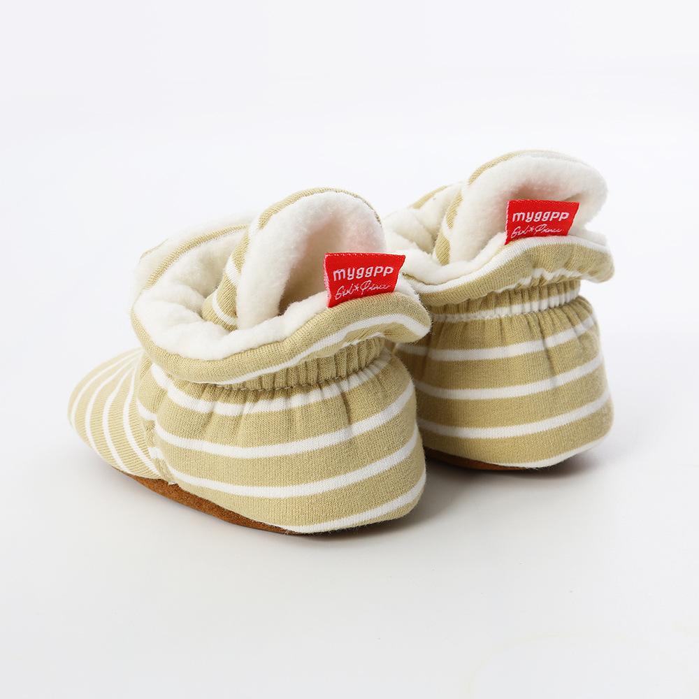 MYGGPP Striped Knitted Fabric 0-1 Years Old Baby Soft Bottom Shoes Baby Shoes Warm Shoes Baby Socks Overshoes