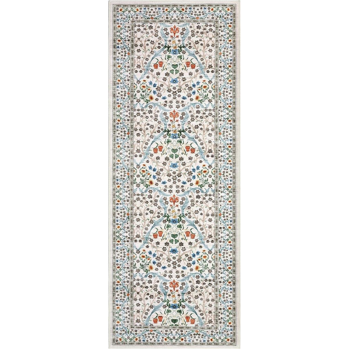 

Dark Blue Runner Rug Bohemian Plant Flower Carpet Soft Machine Washable Home Decoration Floor Mat for Corridor 50x160cm