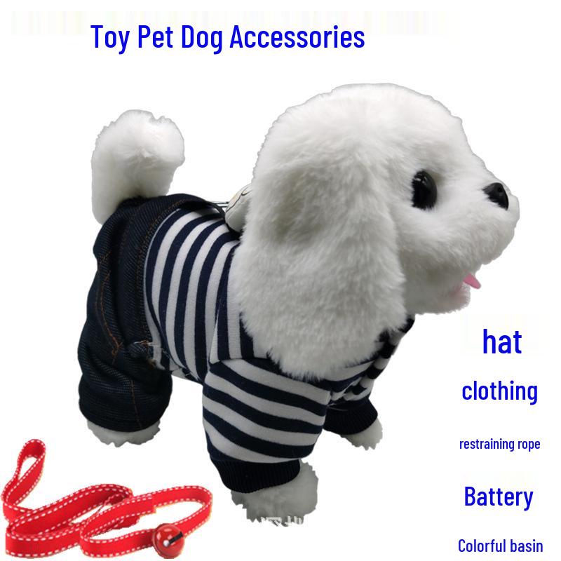 Electric Plush Puppy Play Set with Clothes, Bowl, Bed, Leash, and Bell
