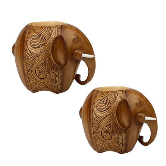 Elephant Pen Holder Resin Desktop Mascot Animal Figurine Storage Cup Makeup Organizer for Office Home School Decor