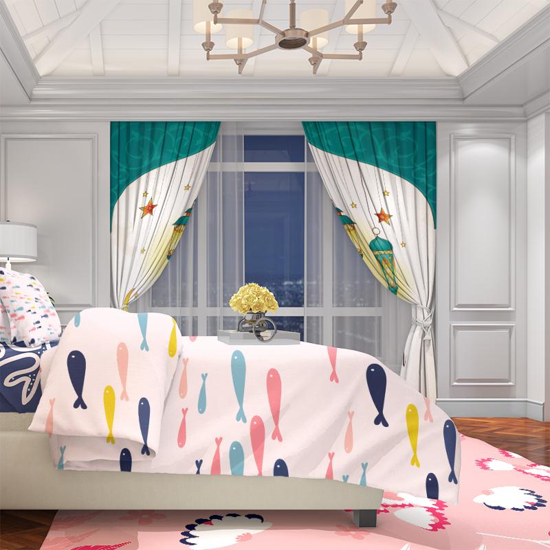 

2PCS- Мусульманский Рамадан - Шторы с принтом - Гостиная - Украшение спальни 30Wx65L(76x165CM)x2