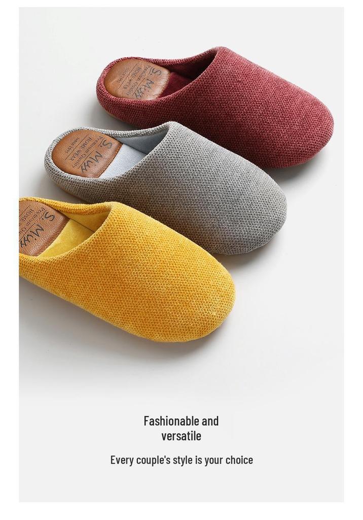 Chenille Men's Indoor Half-Covered Heel Non-Slip Cotton Slippers for Couples