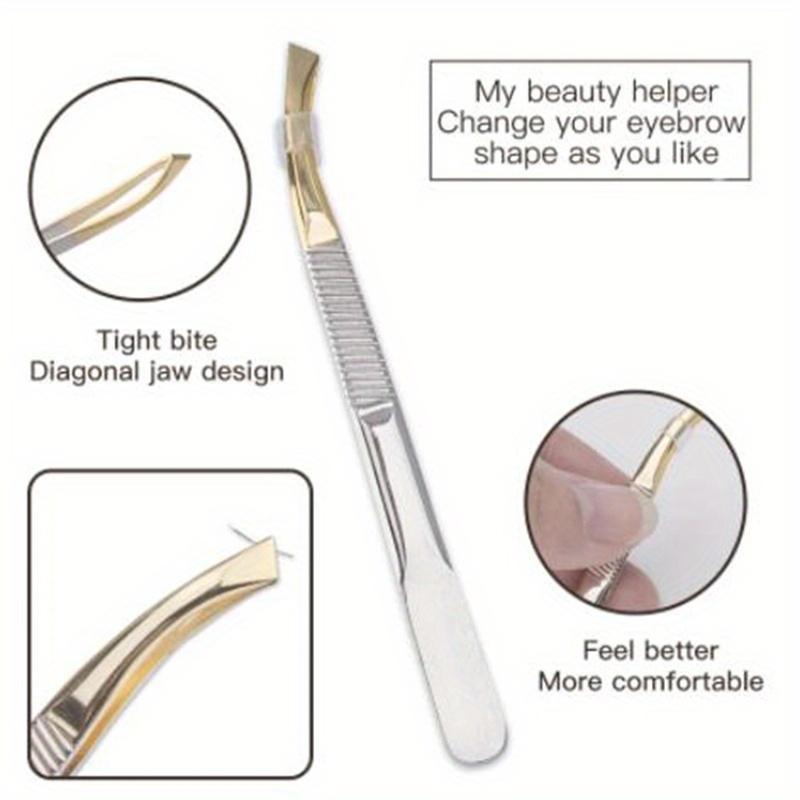 1PC Slant Tips Eyebrow Clips Stainless Steel Eyelash Extension Tweezers Brow Hair Removal Tweezers Makeup Tools Eyebrow Pliers