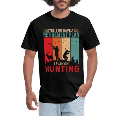 Retirement Plan Hunting With Hunter Silhouette Retro Men's T-Shirt