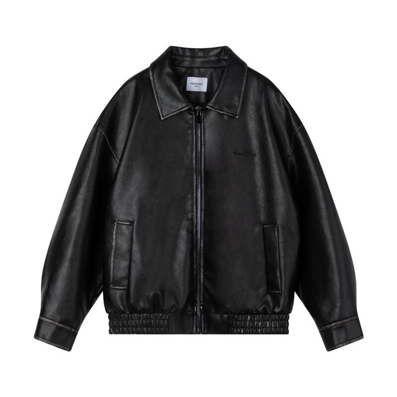 Mucmukn Kids' Vintage Distressed Quilted Leather Jacket