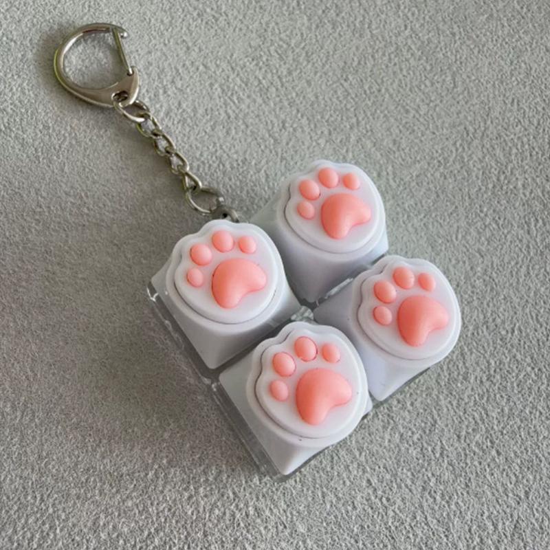 Bread Keycap Stress Relief Clicker Keychain Mechanical Keyboard Button Decompress Fingertip Keyring