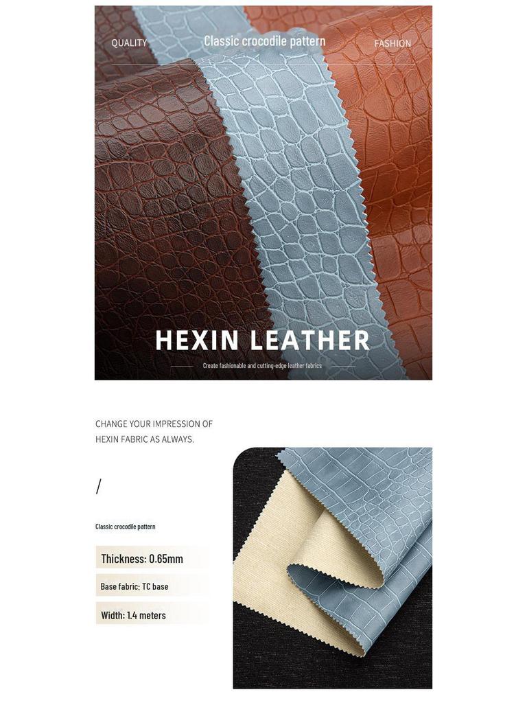 Crocodile Pattern PU Leather Fabric for High-End Clothing