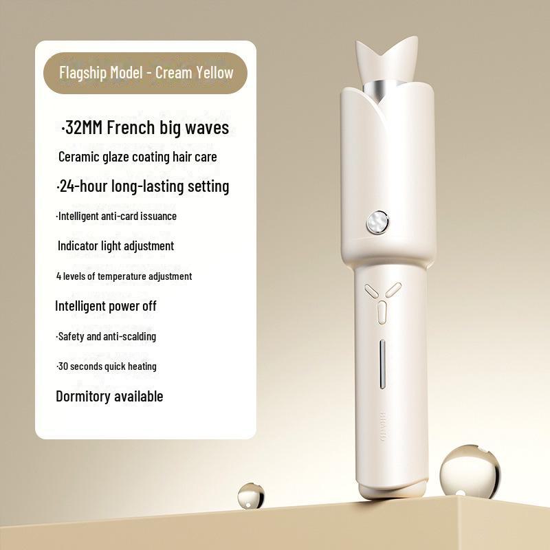 

2024 Беспроводная автоматическая плойка 32 мм - Крупная волна, не повреждает волосы, дизайн с водной рябью для ухода за волосами