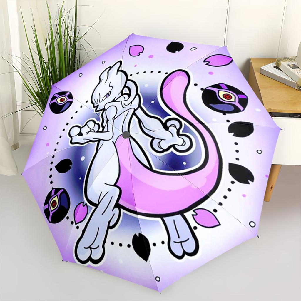 Mewtwo Pokemon Anti UV Umbrella Sun Protection Shade Umbrella Waterproof Windproof Outdoor Travel Parasol