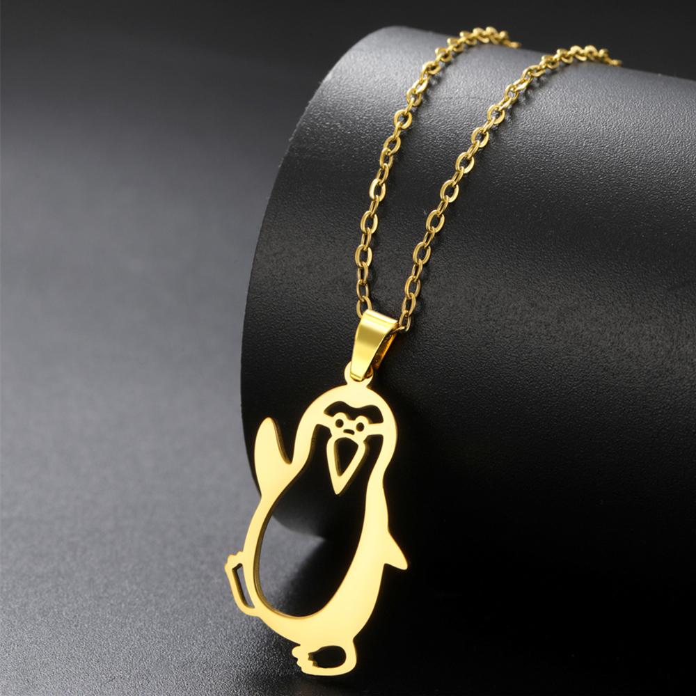 My Shape Cute Penguins Necklaces Stainless Steel Animal Pendant Chain Lovely Penguin Turtle Jewelry Women Girls Valentine's Day