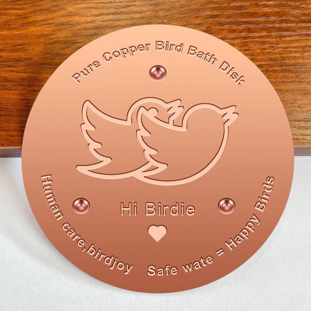 2pcs Copper Bird Bath Cleaning Disk, 0.6mm Pure Copper with Triple-Point Support, Universal Fit for Outdoor Birdbaths