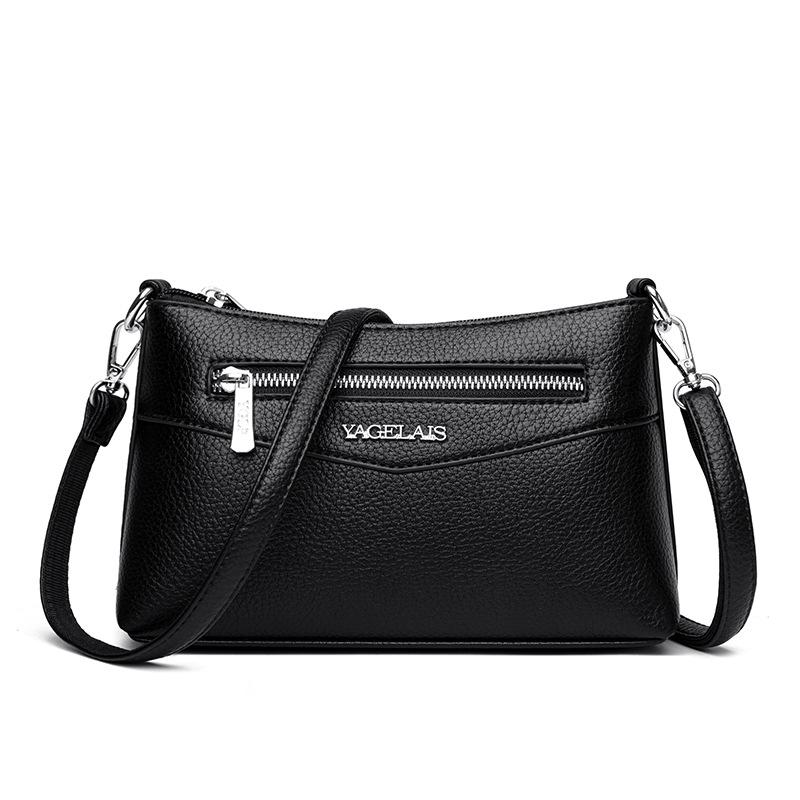 

Women s bag in the mother bag, new fashion women s shoulder messenger bag, soft leather mobile phone change bag чёрный