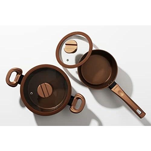 PEARL METAL VISIONS Stew/Curry Pot, 24cm, IH Compatible, with Glass Lid, Gold Coating, CP-8810