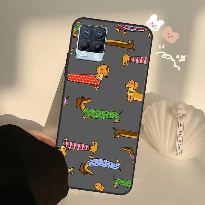 Cartoon Dachshund Sausage Dog Case For OnePlus 10 9 Pro 8T 9R Nord2 Cover For Realme GT Neo 2 3 GT Master 8i 9i 8 Pro
