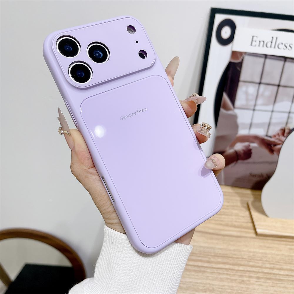 Genuine Glass Glossy Hard Shockproof Case for iPhone 17 16 15 14 13 12 11 Pro Max Plus Macaron Candy Color Cover for iPhone Air