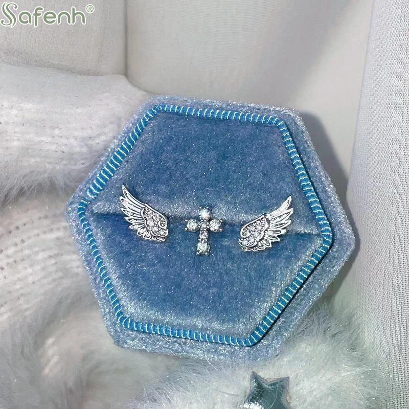 Luxury Vintage Angel Wings Cross Earrings Women Shiny Statement Jewelry for Party Night and Daily Occasions
