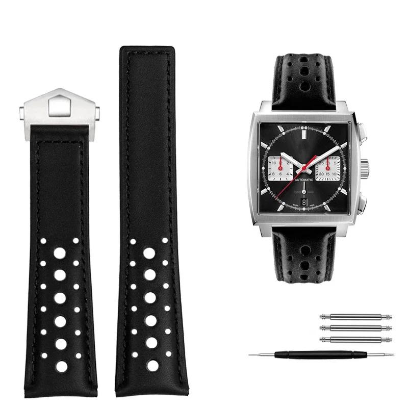 ONE22mm Příslušenství k hodinkám Pro TAG Pro HEUER Řemínek MONACO CARRERA Náramek Matná teletina Kvalitní kožený řemínek k hodinkám NáramekMN