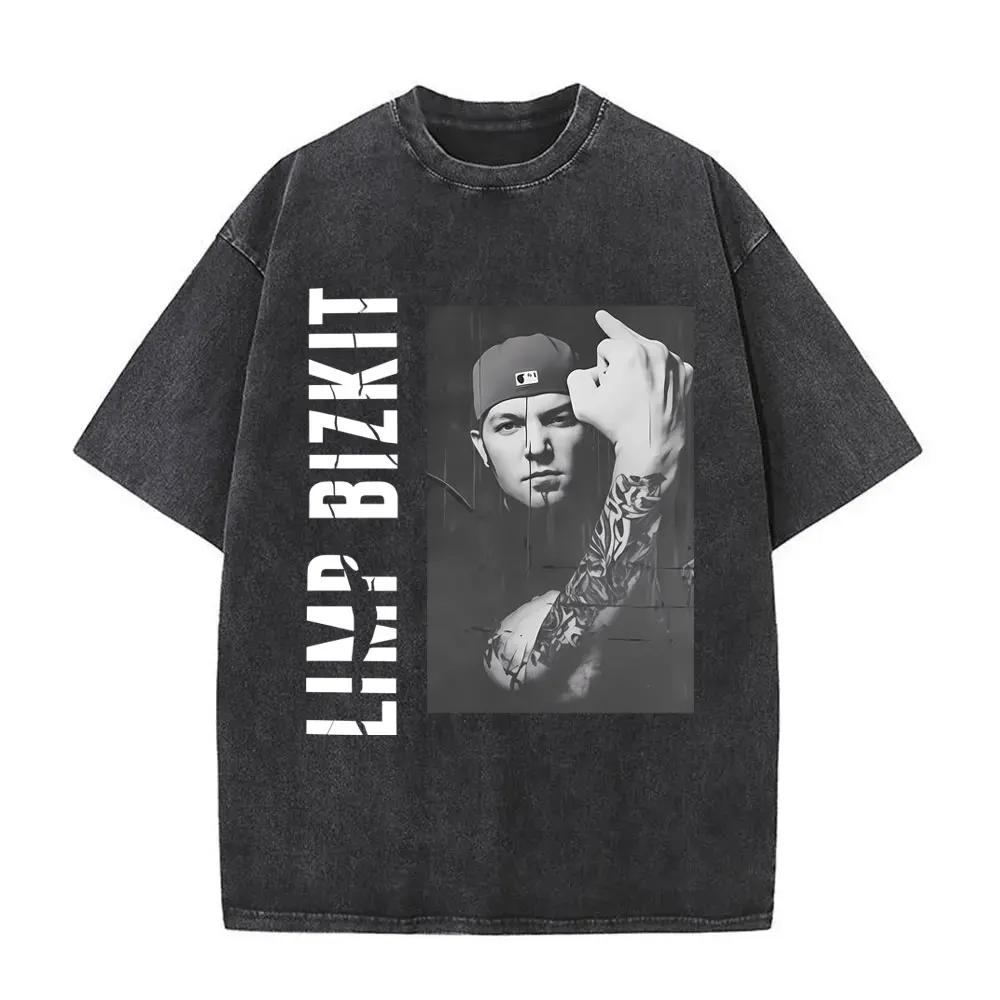 MXL Magliette Unisex Lavate Vintage Rock Band Limp Bizkit Stampa Significant Other Hip Hop Retro Oversize Manica Corta