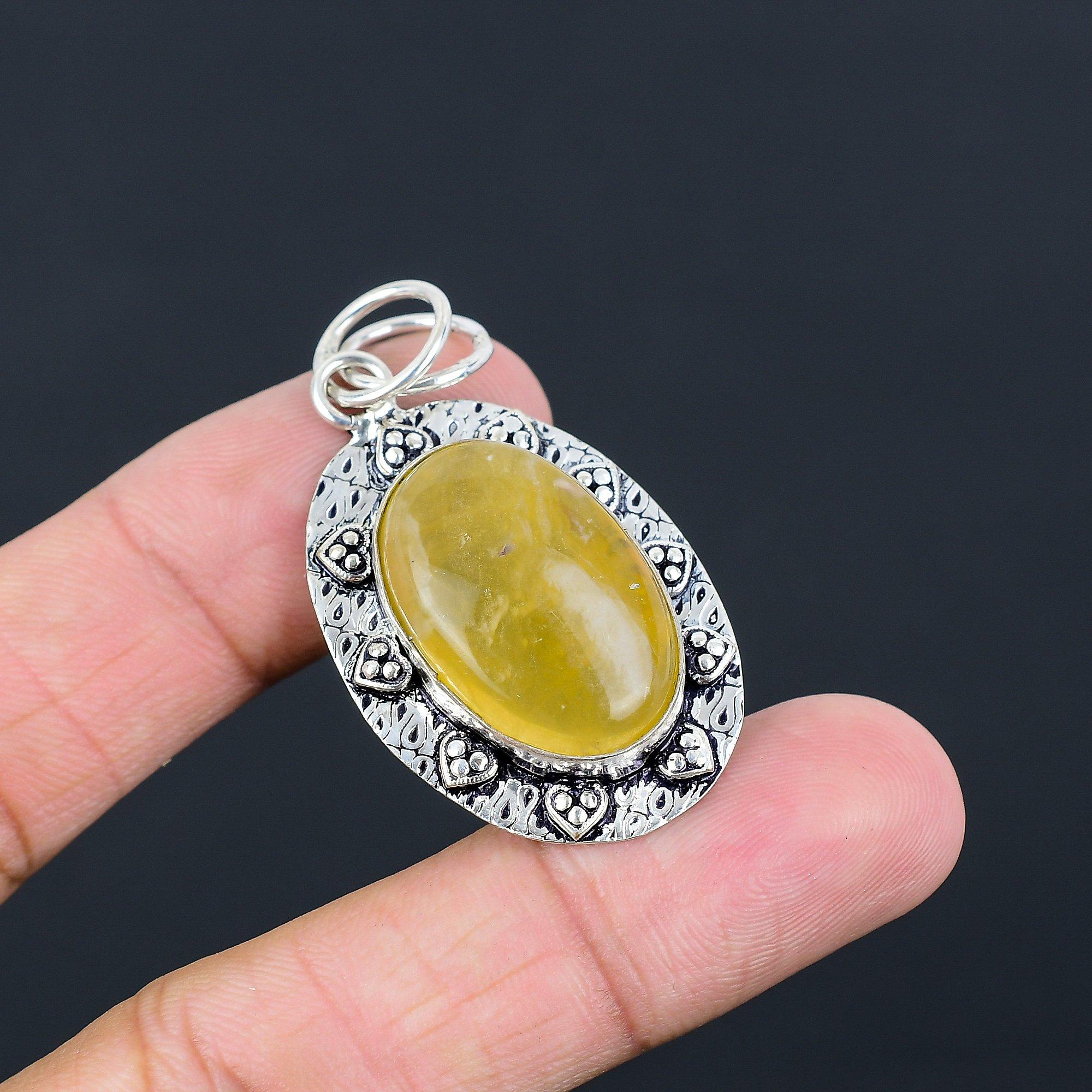 Sisters Day Sale Natural Multi Fluorite Bezel Pendant Jewelry Sterling Silver