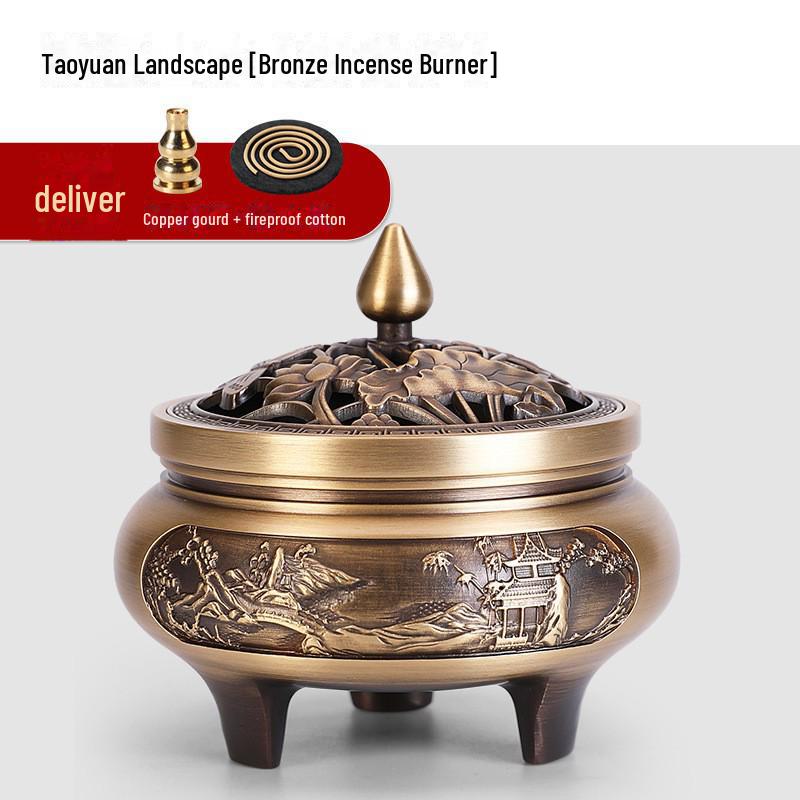 Jinlian Räuchergefäß aus Messing mit flachem Boden für den Heim- und Innenbereich