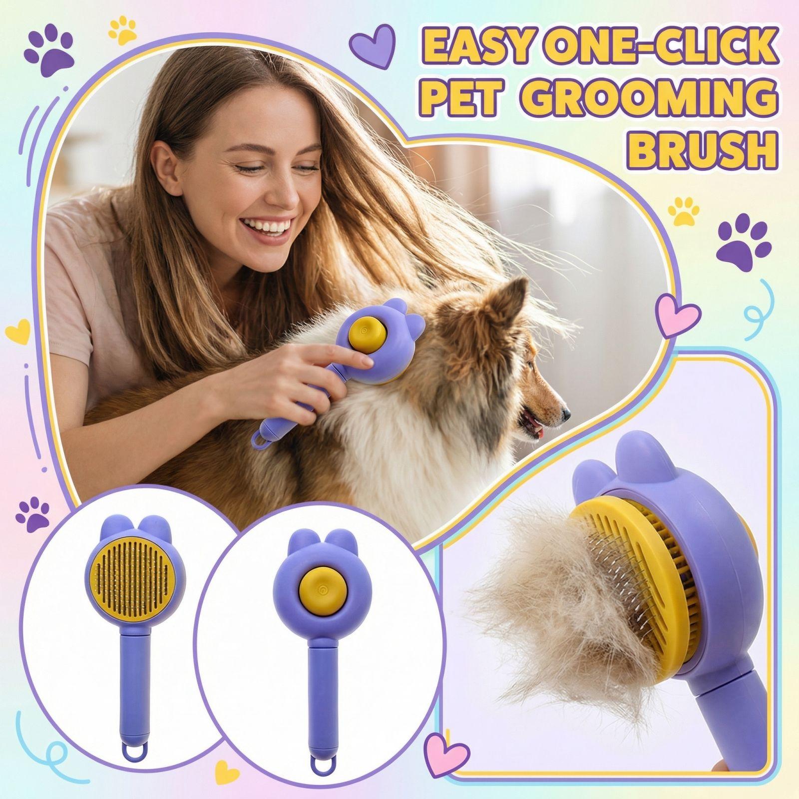 

One Click Hair Removal Button Comb For Pet Hairbrush one size фиолетовый