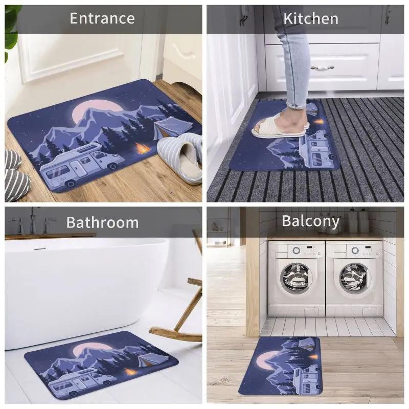 Personalized Happy Camper Doormat Mat Anti-Slip Camping Life Bathroom Kitchen Toilet Rug Carpet 40*60cm