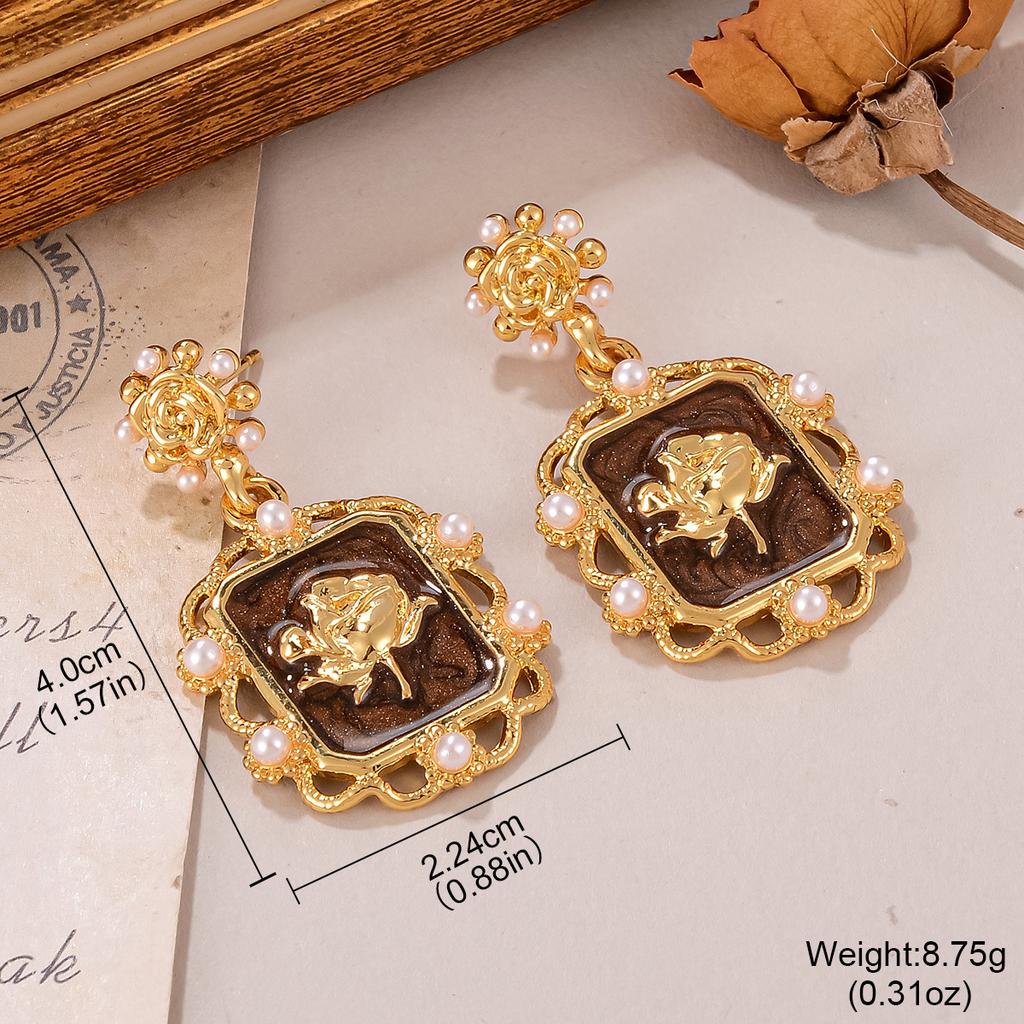New Year's Hong Kong Style Earrings Women's Zircon Love Lava Ankara Red Premium Sense Drip Oil Stud Earrings Free White Geometric Earrings