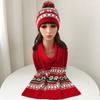 2Pcs/Set Winter Hat Scarf Set Knitting Technology Nordic Style Snowflake Pine Tree Pattern Fur