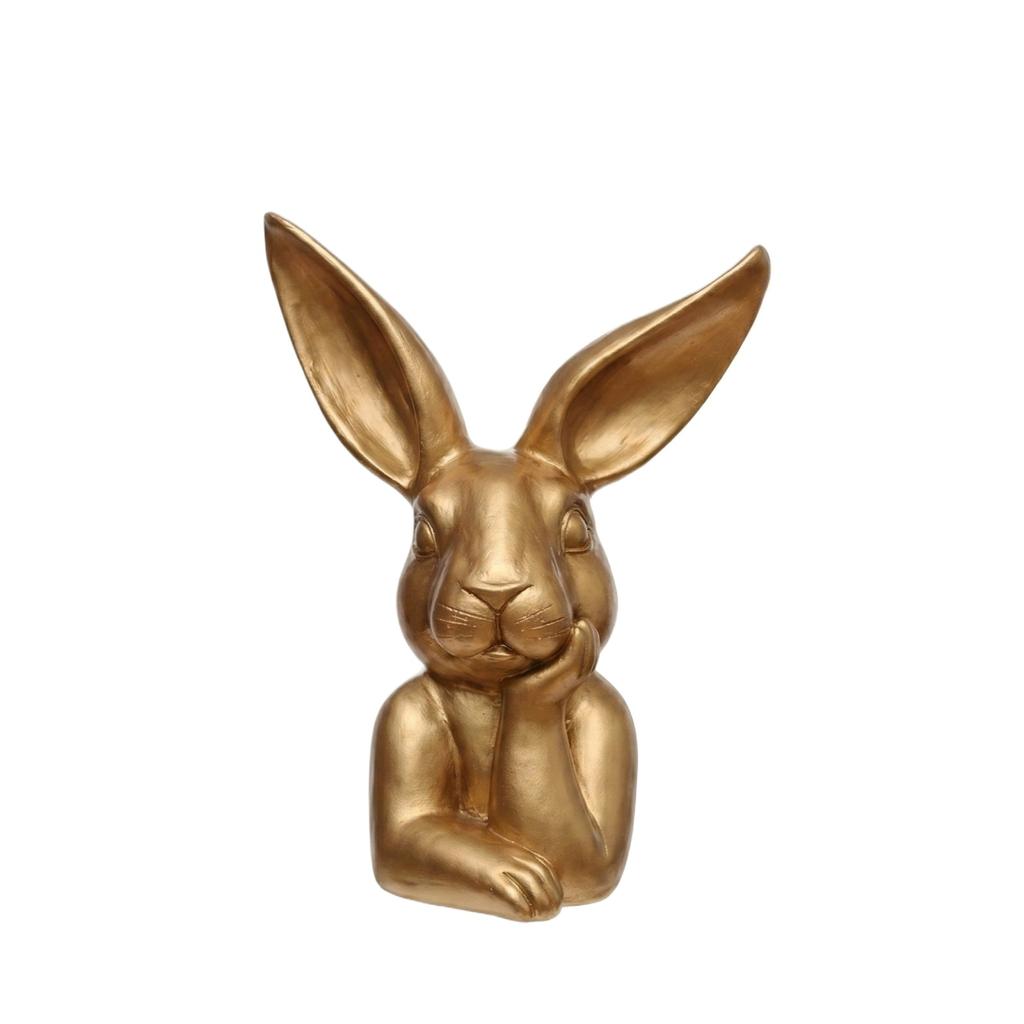 Easter Golden Bunny Thinker Resin Desktop Statue Home Dining Table Decoration Ornament