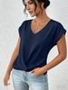 2026 Hot Sale Women's Solid Color V-neck T-shirt, Elegant Short-sleeved Top for Spring/Summer, European American Style