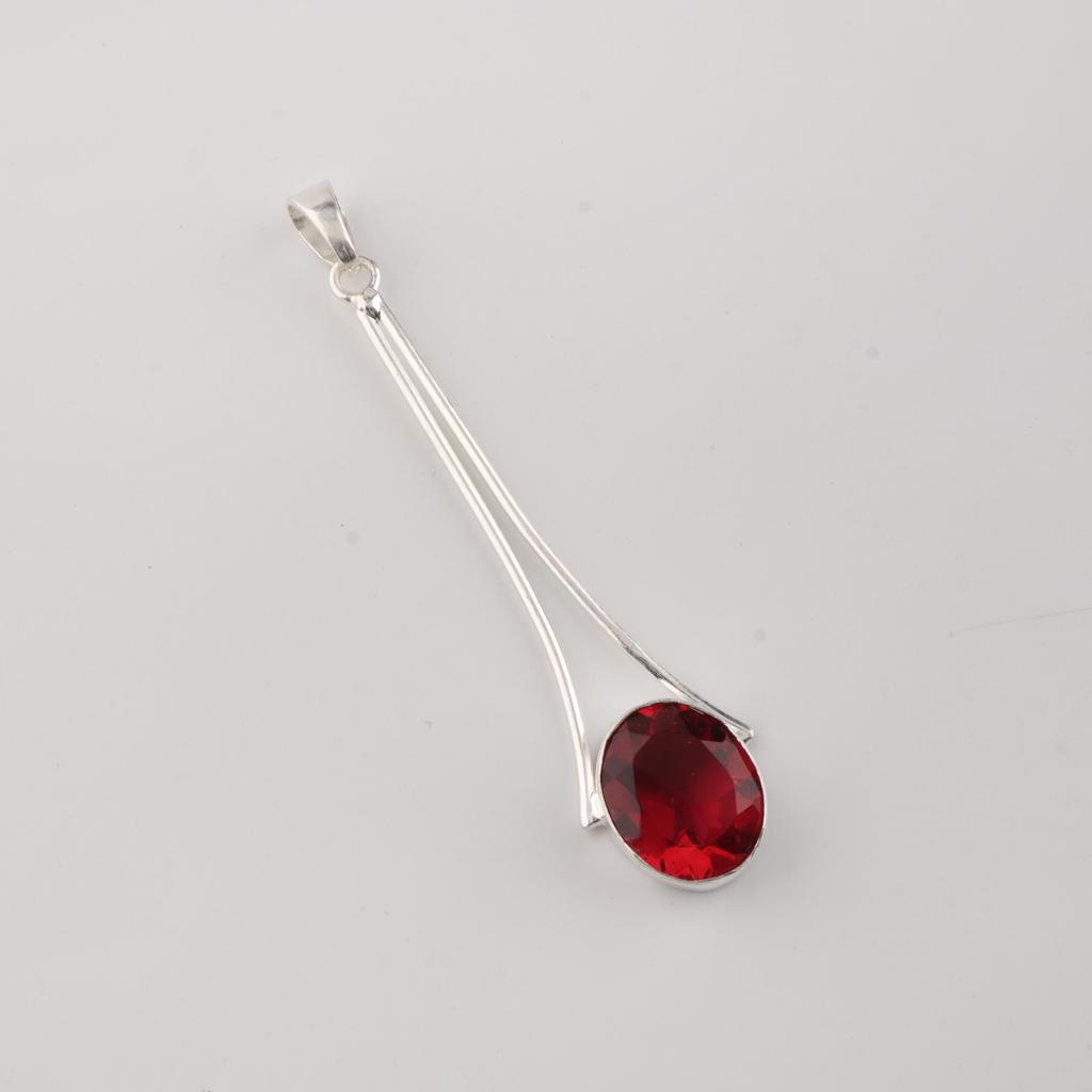 Roze Rubelliet Edelsteen 925 Sterling Zilver Handgemaakte Sieraden Ontwerper Druppelvormige Hanger 1,79" Voor Vrouwen PP-69-8