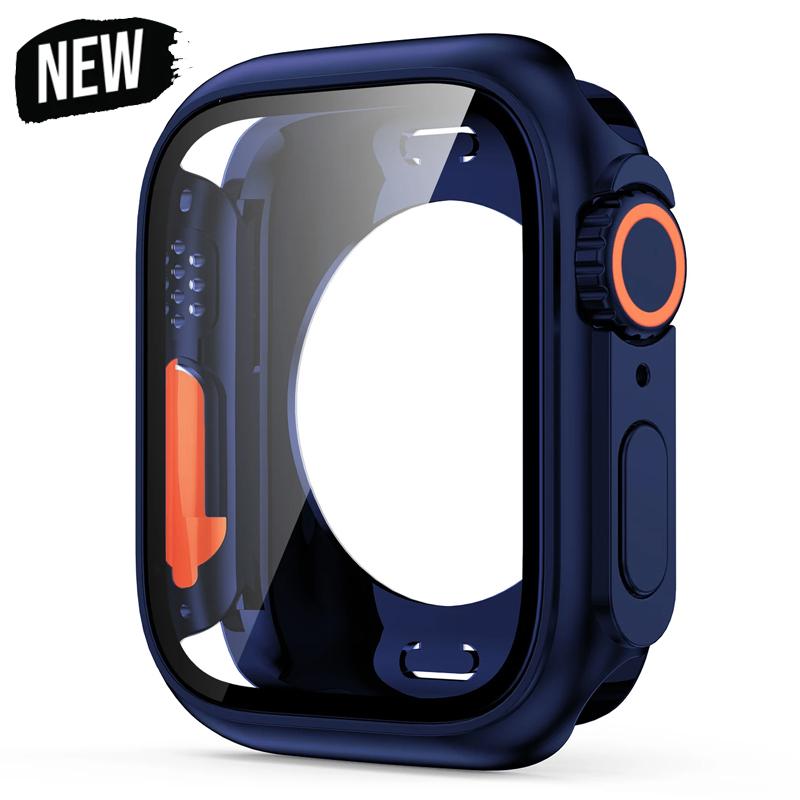 Screen Protector Cover for Apple Watch 44mm 45mm 46mm 42mm Hard PC Front Rear Bumper Case for Iwatch 10 9 8 7 6 Change To Ultra