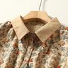 Summer Women Top Artistic Loose Floral Print Blouse Short Sleeve Casual Short Sleeve Patchwork Lapel Collar Shirt