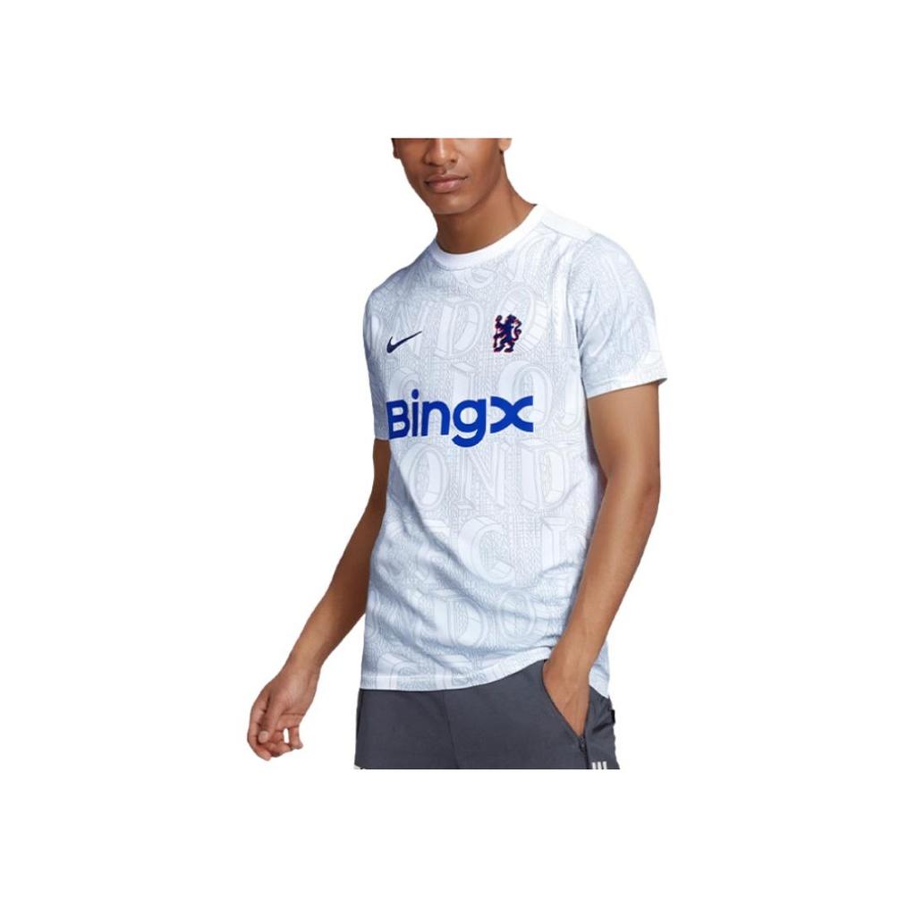 Nike Seria treningowa Dri-Fit Chelsea Oddychająca Modna Koszulka Piłkarska Krótki Rękaw Męskie Koszulki Biało-Szara HJ7139-101