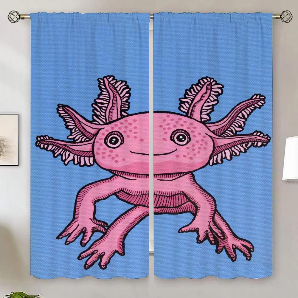 

Милые шторы Axolotl, детские шторы для гостиной, затемняющие шторы, подхваты для штор, жалюзи, тюль на кухне, щупальца W86xH213cmx2pcs-CL