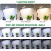 Clip-on LED Desk Lamp, Reading Lamp, Table Lamp - Deaunbr USB Rechargeable 48 LEDs, Eye-Friendly, Cordless, Bright, 3-Color Temperature Adjustment,