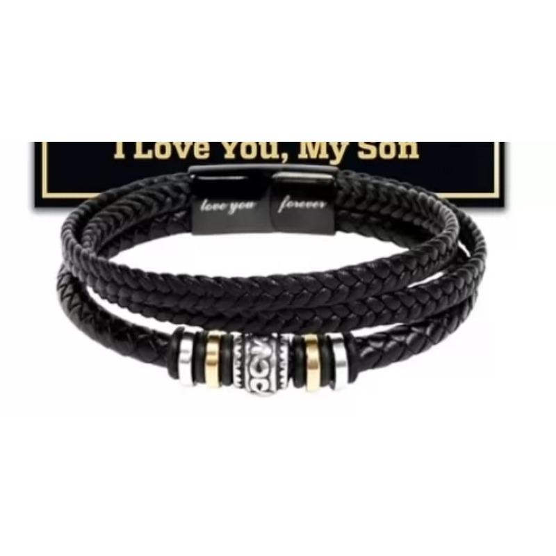 Leather Handwoven Bracelet, Genuine Leather Woven Multi-layer Men's Leather Bracelet, Retro Stainless Steel Leather Rope