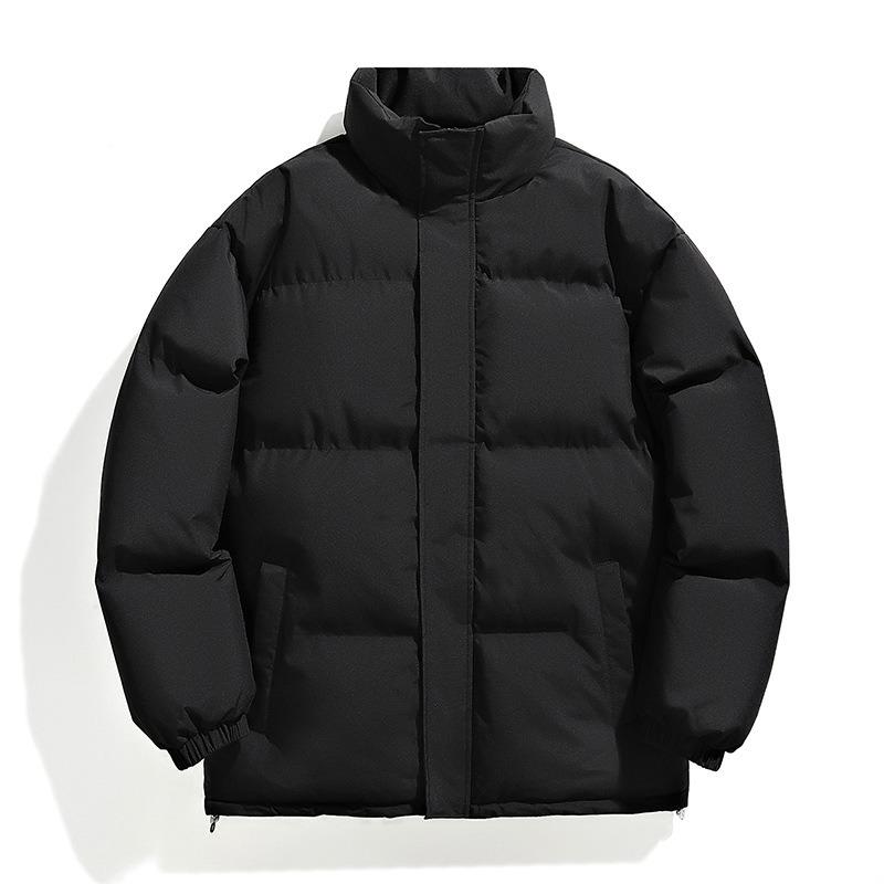 Winter Trend Two Open Fashion Casual Warm Stand-up Collar Cotton-padded Clothes Men Solid Color Bread Clothes Couple Cotton-padded Jacket