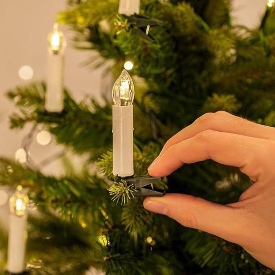USB 20 LED Candle Lights Warm White Christmas Tree Decorations with Clips Plastic Flameless Tea Lights for Indoor Outdoor Holiday Use