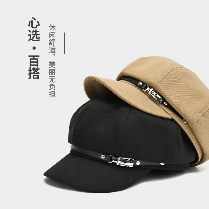 Herbst und Winter achteckige Mütze Damen Baskenmütze hochwertige Kappe Malermütze schwarz Schiebermütze Herren