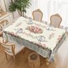 1 Vintage Floral Tablecloth, Elegant Rose Design, European Country Grid Decoration, Round Tablecloth