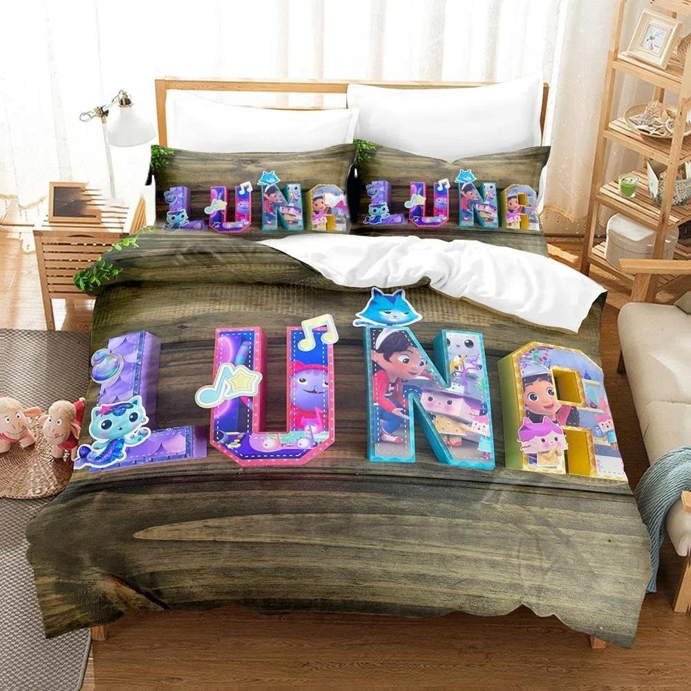 3D Printed Gabby Dollhouse Bedding Set Cartoon Duvet Cover Double Twin Full Queen King Adult Kids Bedclothes Quilt Cover