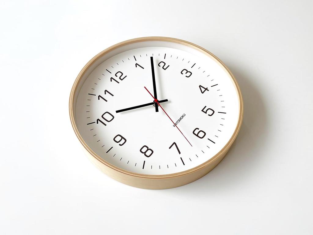 KATOMOKU Plywood Wall Clock, Size 4, Natural, km-61NA, Wall Clock with Continuous Second Hand, 30.4cm Diameter (quartz Clock)