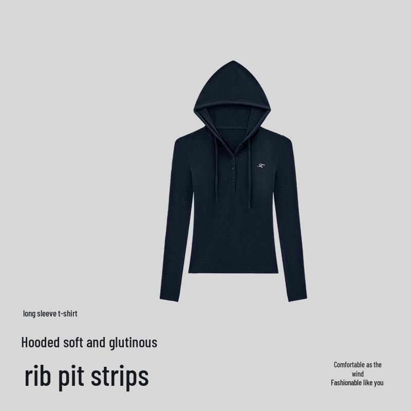 

Облегающая толстовка с капюшоном из эластичного рубчатого трикотажа с длинным рукавом для фитнеса Medium