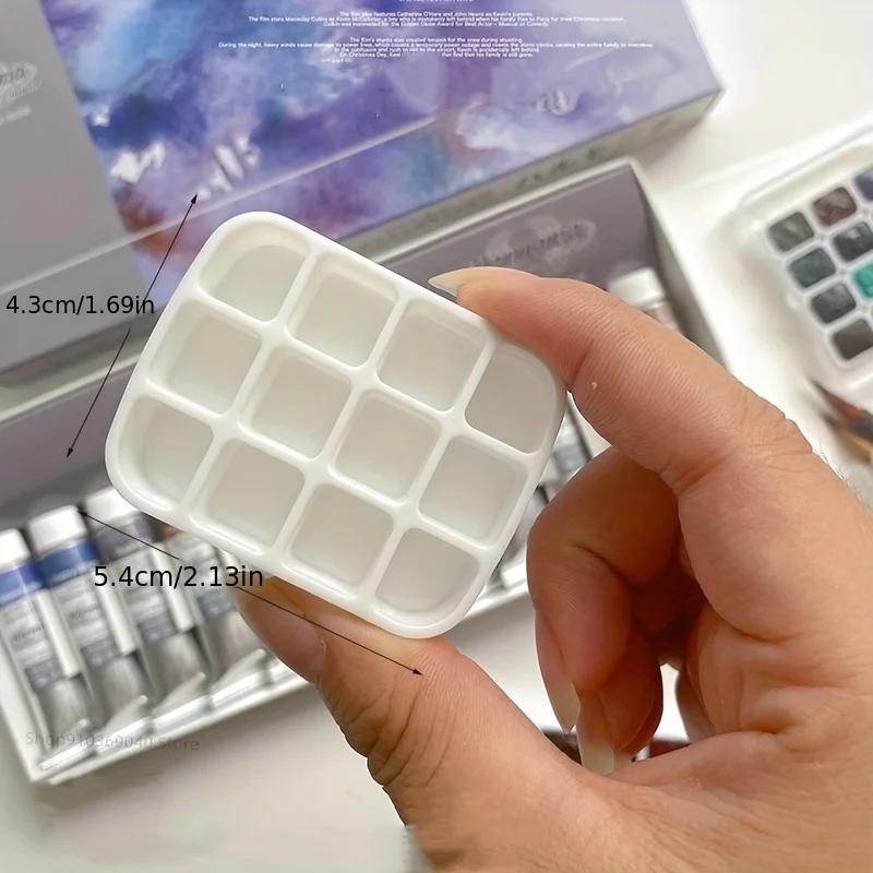 12-Grid Mini Watercolor Box - Ultra-Compact, Lightweight, Travel-Sized, Moisturizing Palette for Painting and Sketching