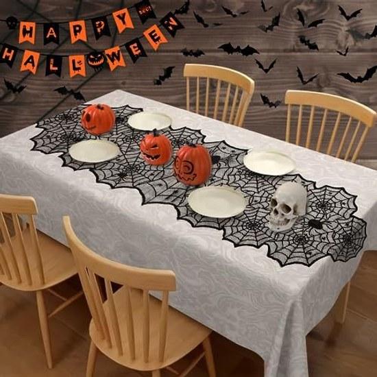 Halloween tablecloth 64-piece set decorations garland table runner spider web bat