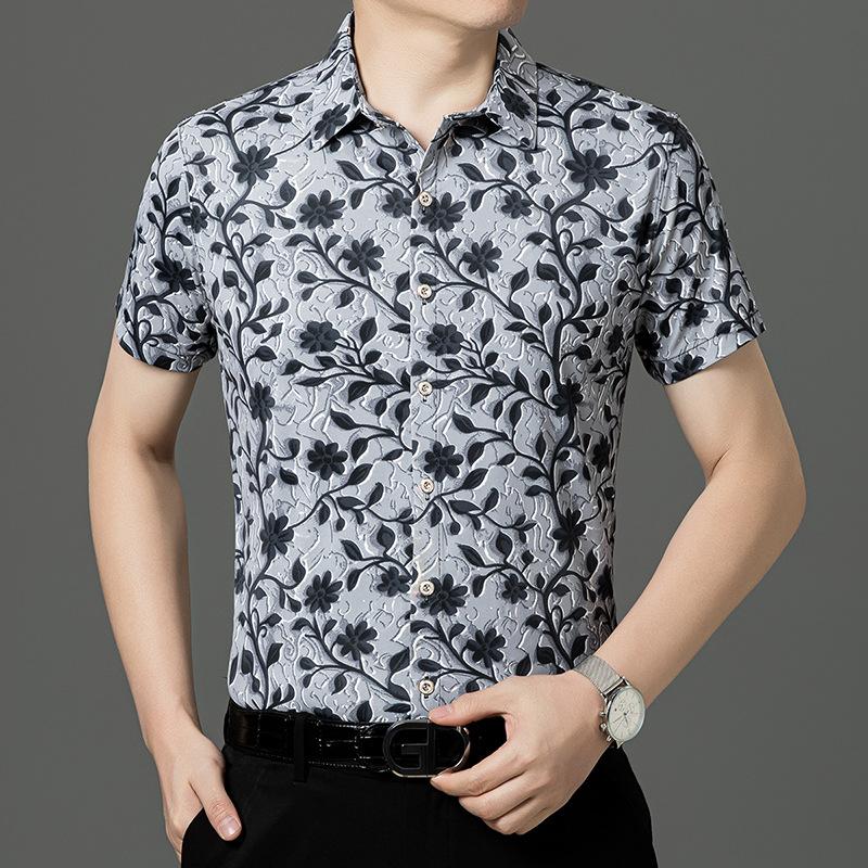 

Гавайская рубашка с цветочным принтом мужская с коротким рукавом в стиле кэжуал для отпуска, мужская рубашка с принтом, лето на побережье XL