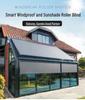 Smart Windproof Electric Roller Blind: Automatic Lifting, Light Blocking, Rainproof, Mosquito-Proof, Remote-Controlled Balcony Curtain.