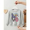 Kids Unisex Crewneck Sweatshirt, Colorful Leopard Print "Love" With Camper Car Cartoon Print Black Soft Fleece Pullover